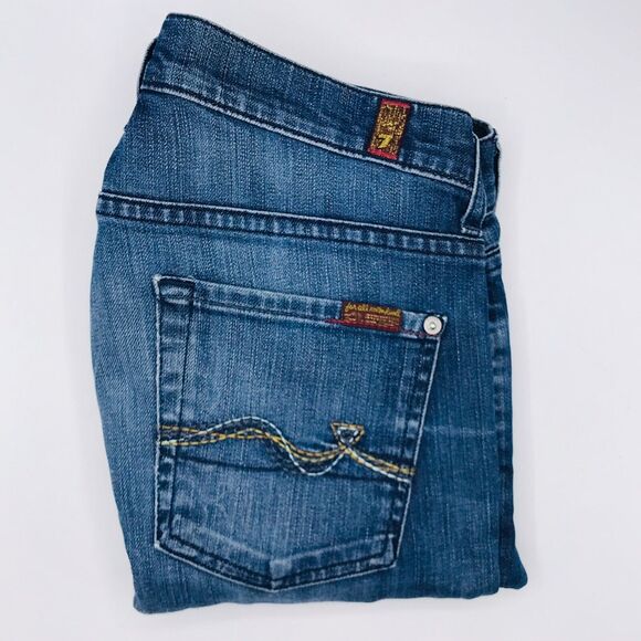7 For All Mankind Women Jeans Bootcut Distressed Casual Blue Denim Size 30 - Picture 8 of 8